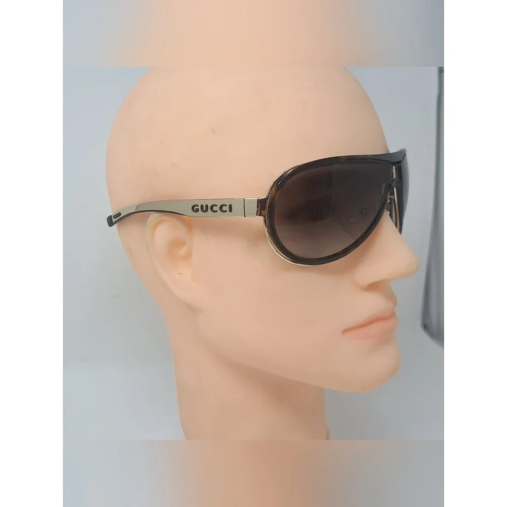 Gucci Vintage Sunglasses Y2K 90s Wrap Havana Gold Gradient GG1566/S 66-09-120